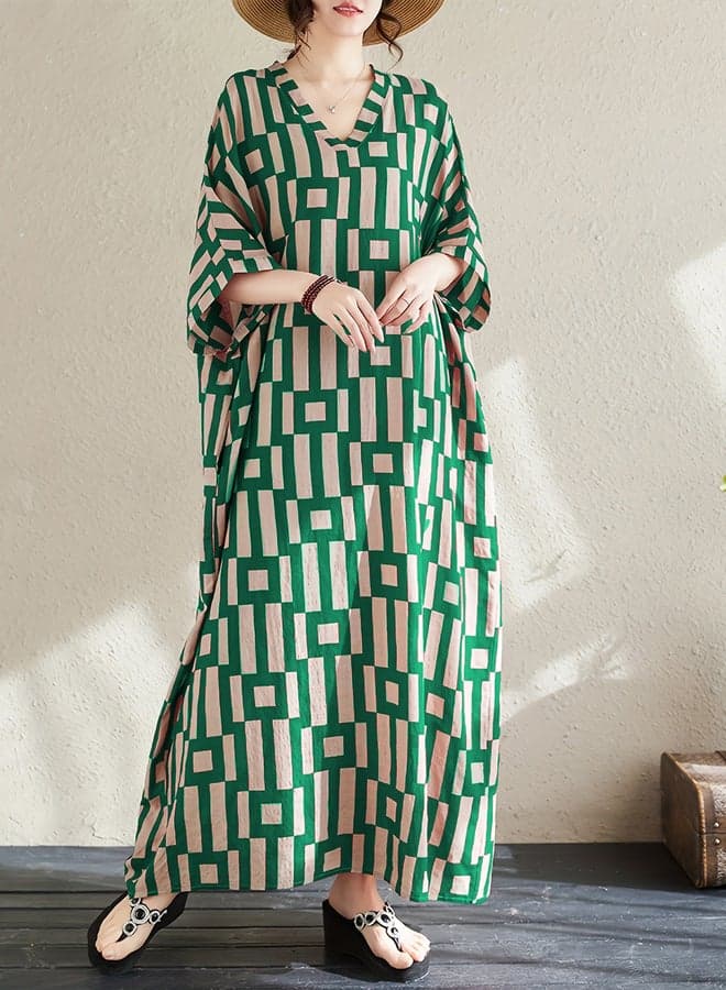 Take Two Women Geometric Print V Neck Kaftan - Image 1