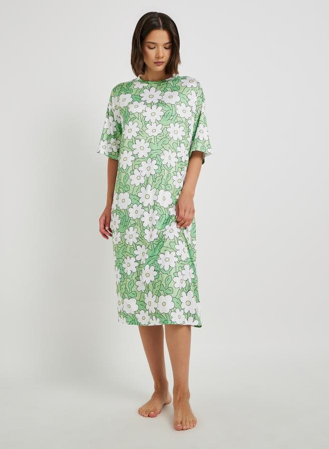 Take Two All-Over Printed Short Sleeve Nightdress - Image 1