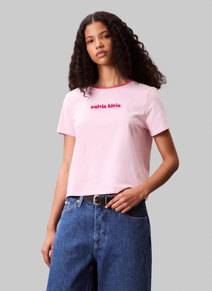 Graphic Crew Neck Slim Fit Cotton Stretch T-Shirt - Image 1