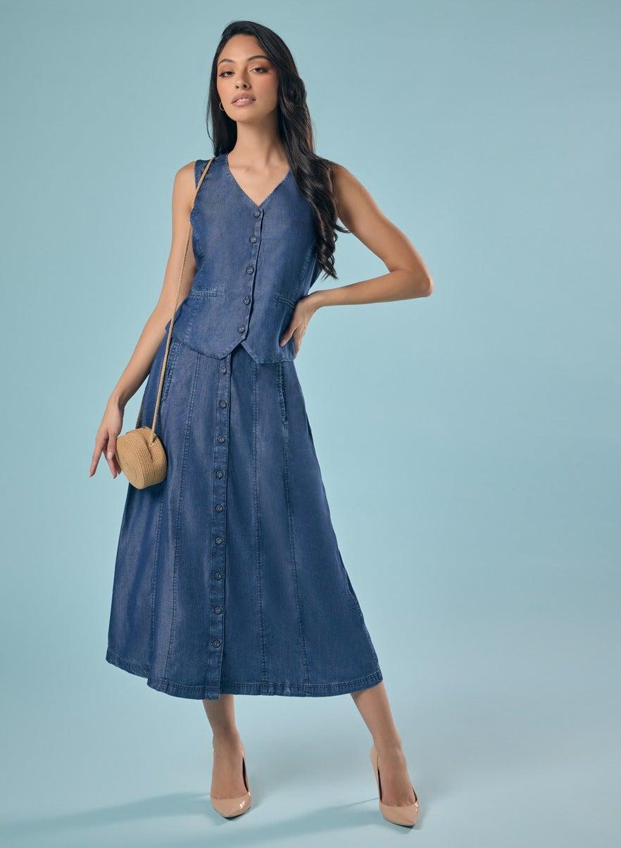 Tencel Front Buttoned Skirt - Image 1