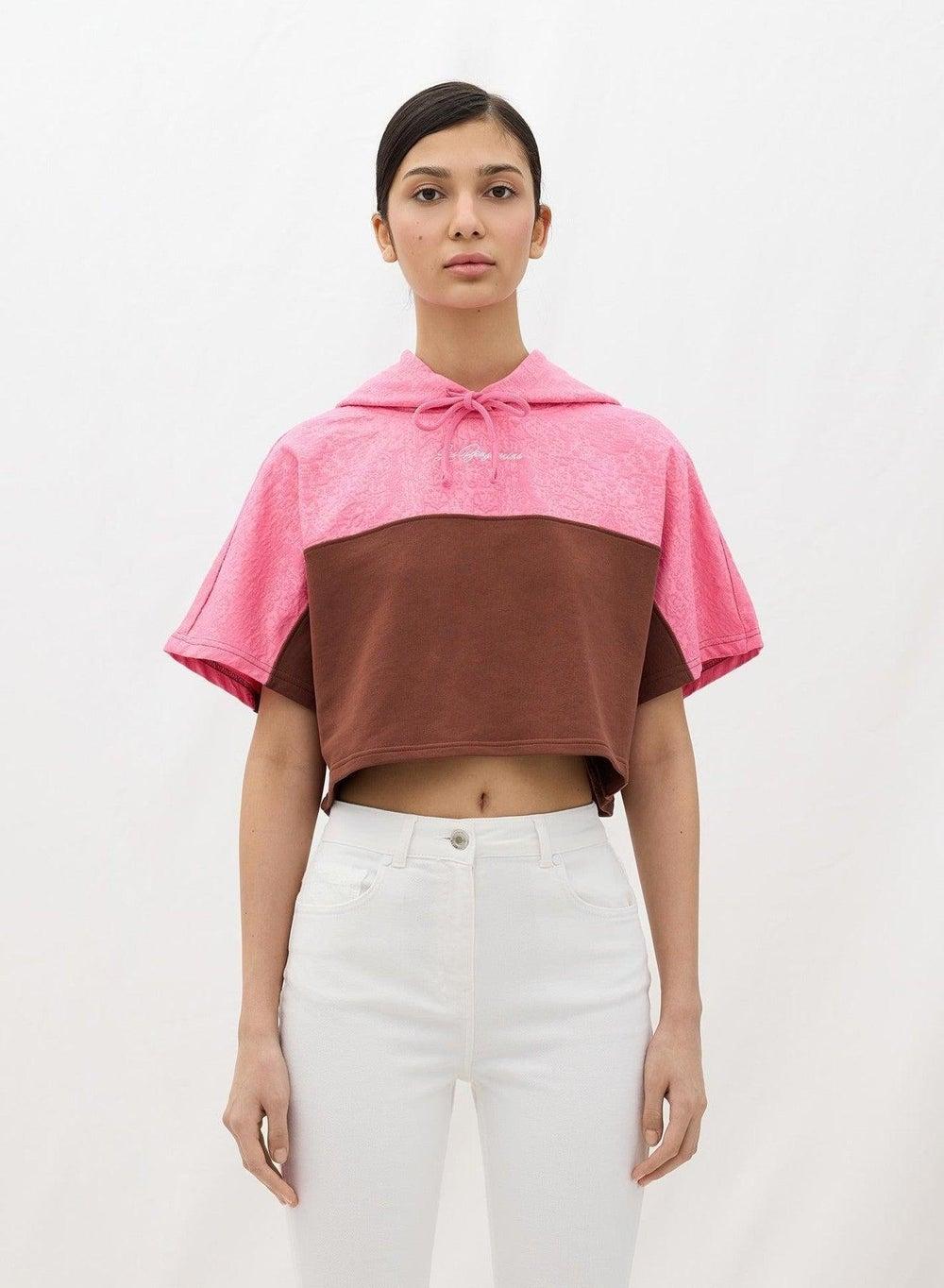 SHORT SLEEVE HOODIE 003 in Autumn Brown - Image 1