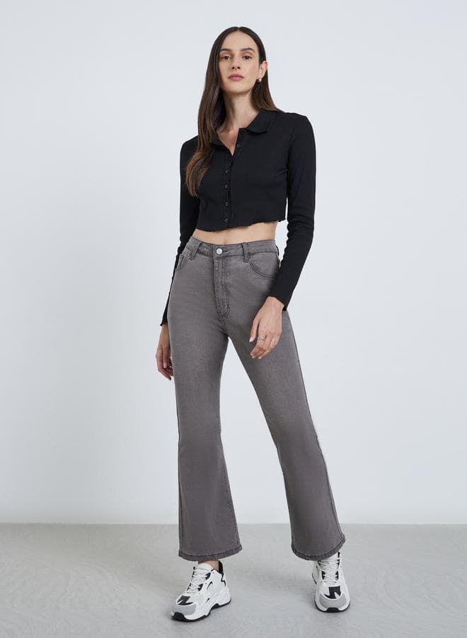 Styli Mid Rise Bootcut Washed Jeans - Image 1