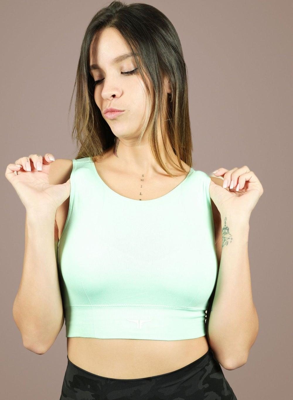 BlazeCraze Light Green Compression Sports Bra - Image 1