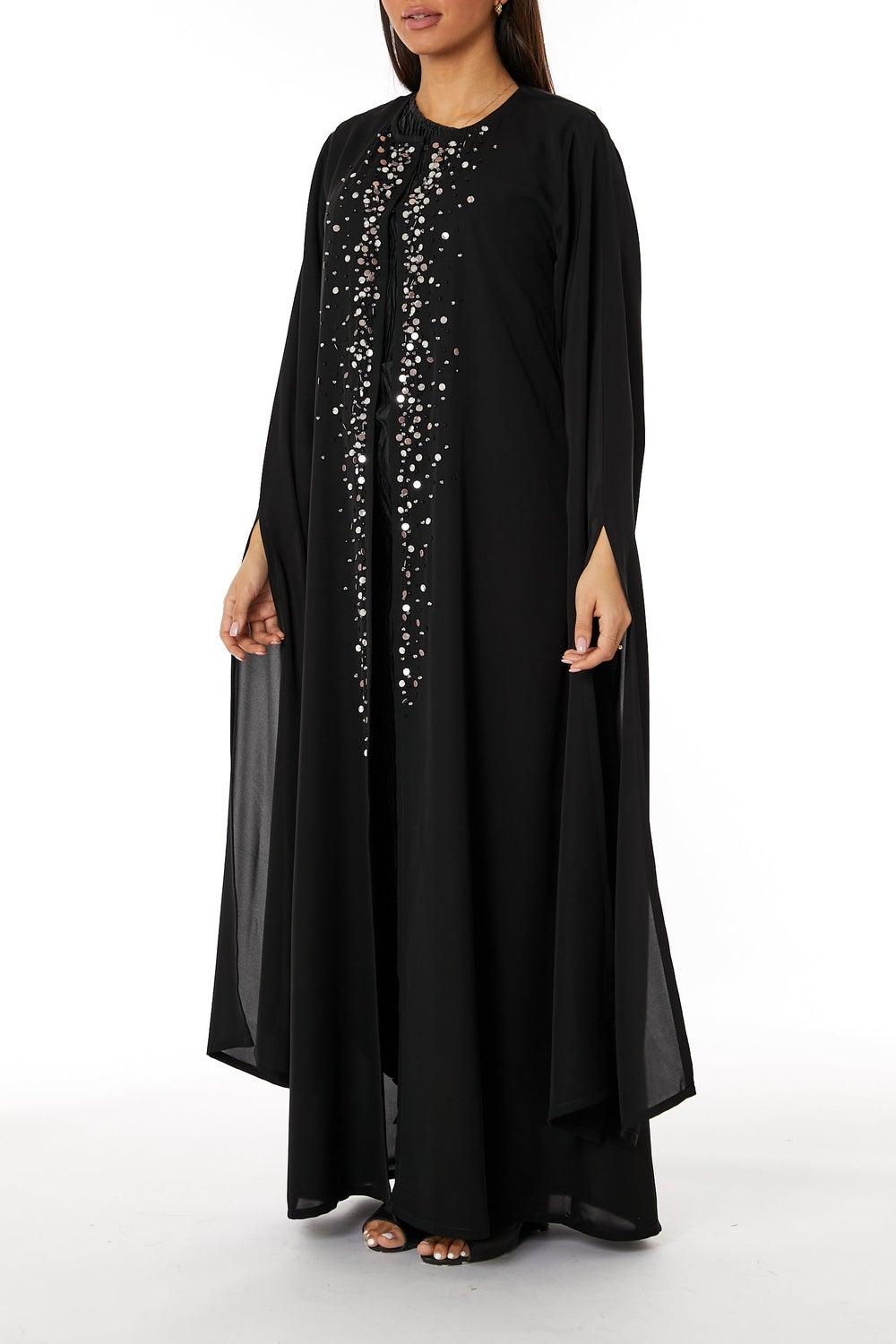 Front Embroidered Nida Open Abaya - Image 1