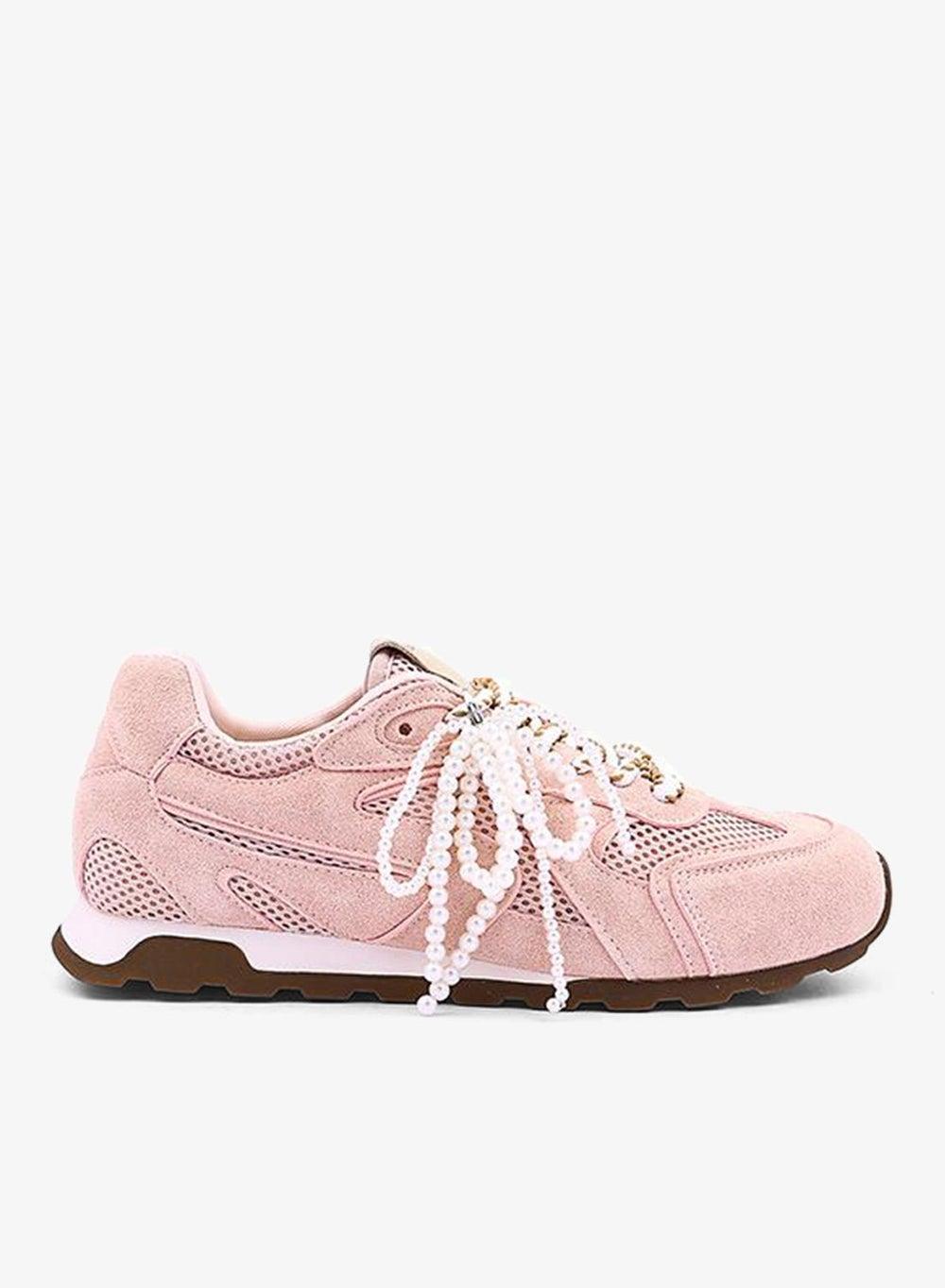 Women's Low-Top Beaded Suede Sneakers - Image 1