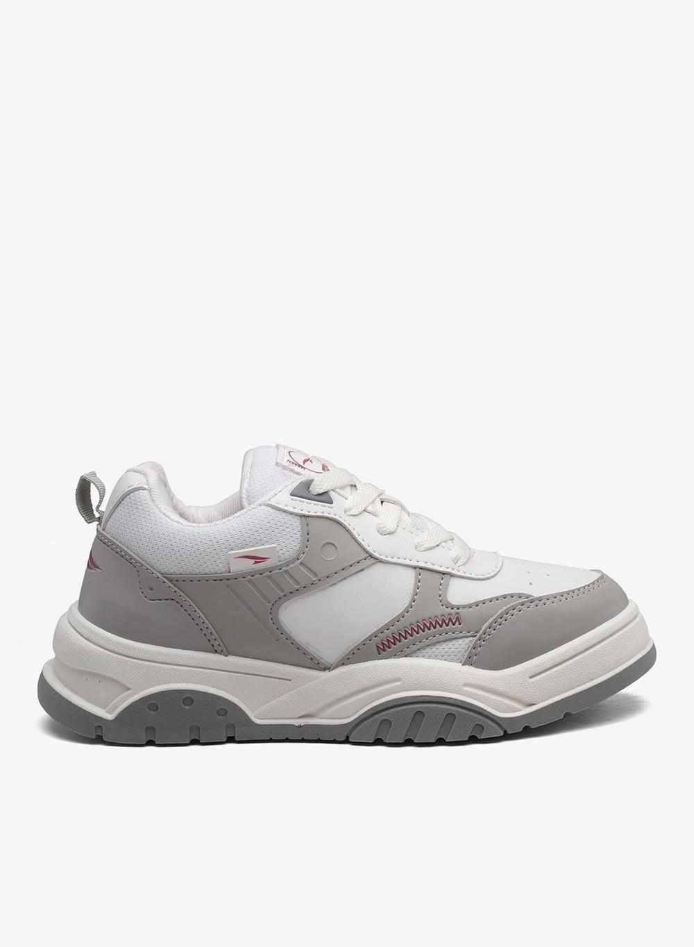 White and Grey Platform Sneakers for Women and Girls - Image 1