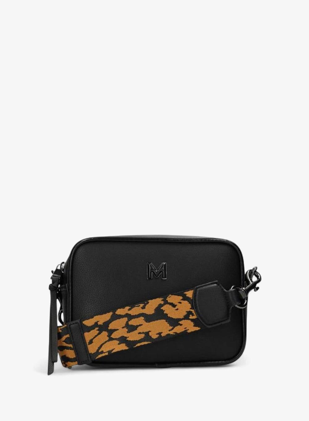 Solid Crossbody Bag with Printed Detachable Strap - Image 1