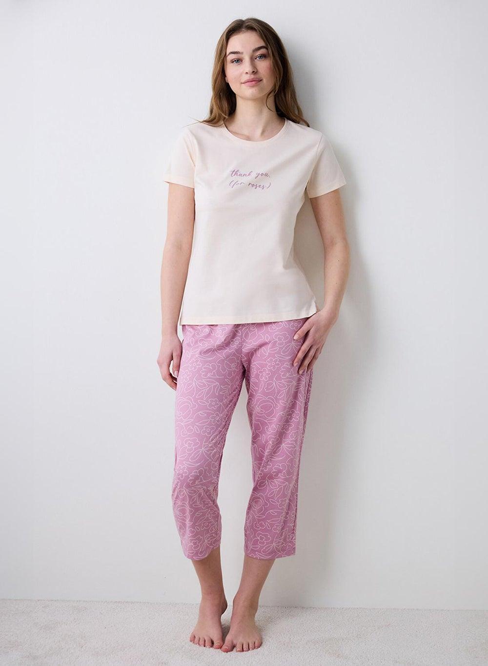 Penti Mix Roses Cotton Capri Pyjama Set - Image 1
