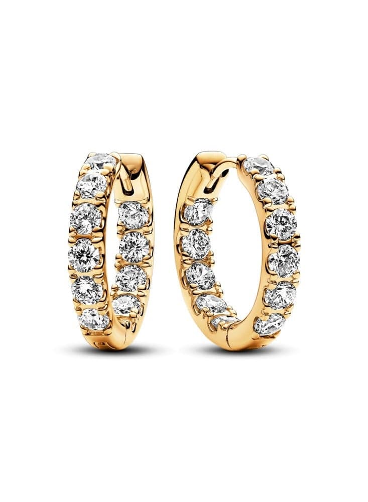 Sparkling Row Eternity 14k Gold-Plated Hoop Earrings - Image 1