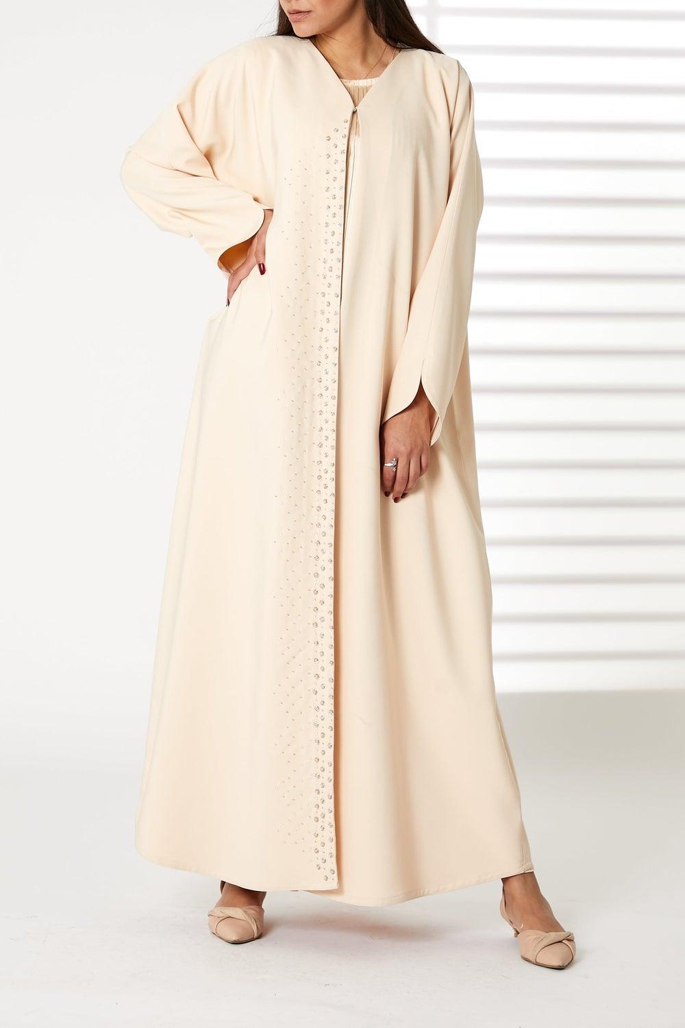 Embroidered Open Front Abaya - Image 1