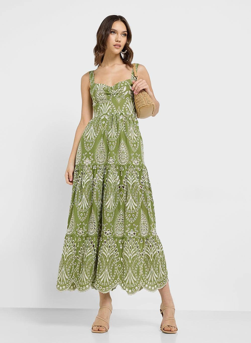 Strappy Shiffli Midi Dress - Image 1