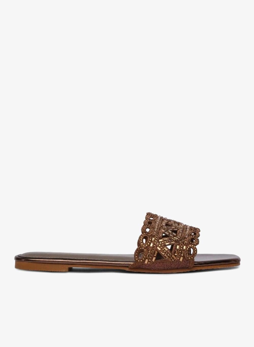 Mirror Cut Embellished Evening Flat Slide Sandal MY 319 - Image 1