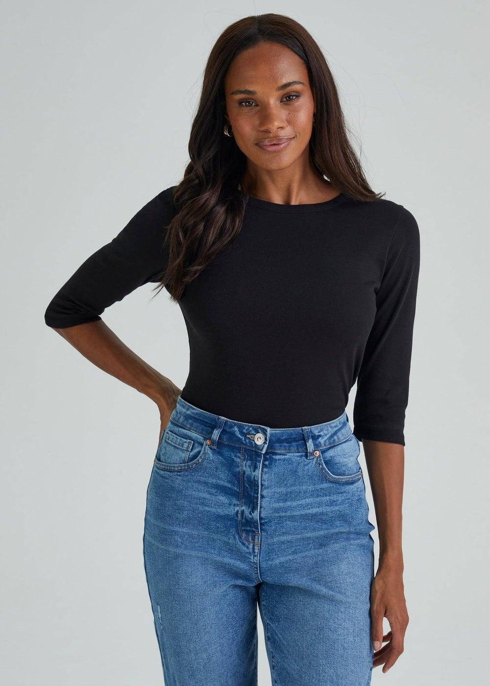 Black 3/4 Sleeve T-Shirt for Women - Image 1