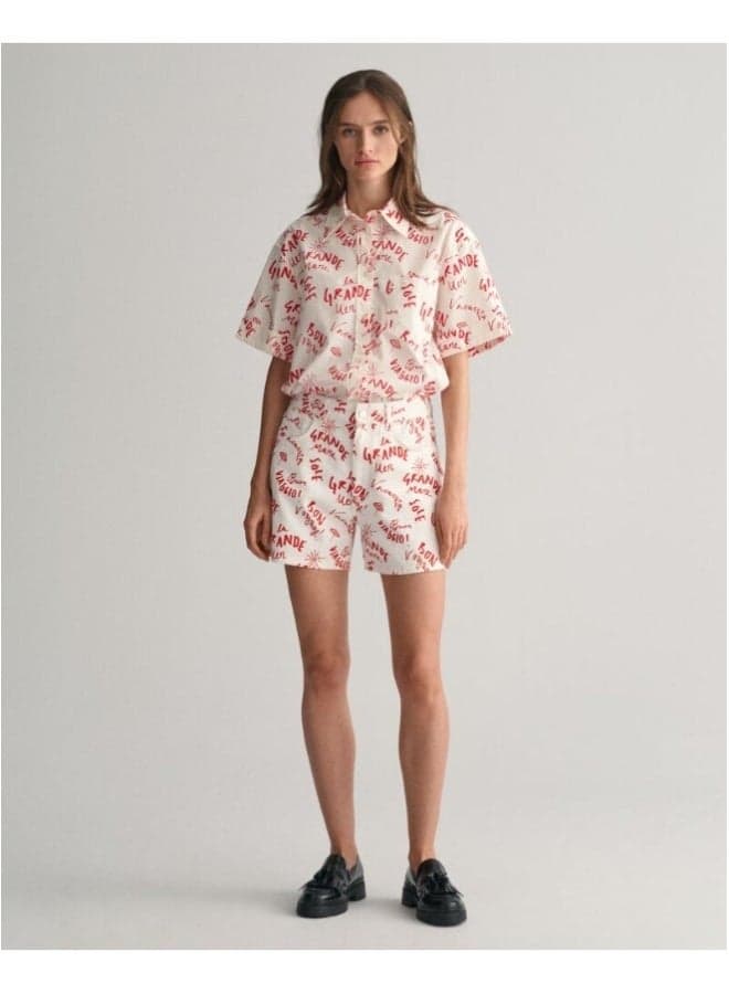 Gant Text Print Comfort Stretch Cotton Shorts - Image 1