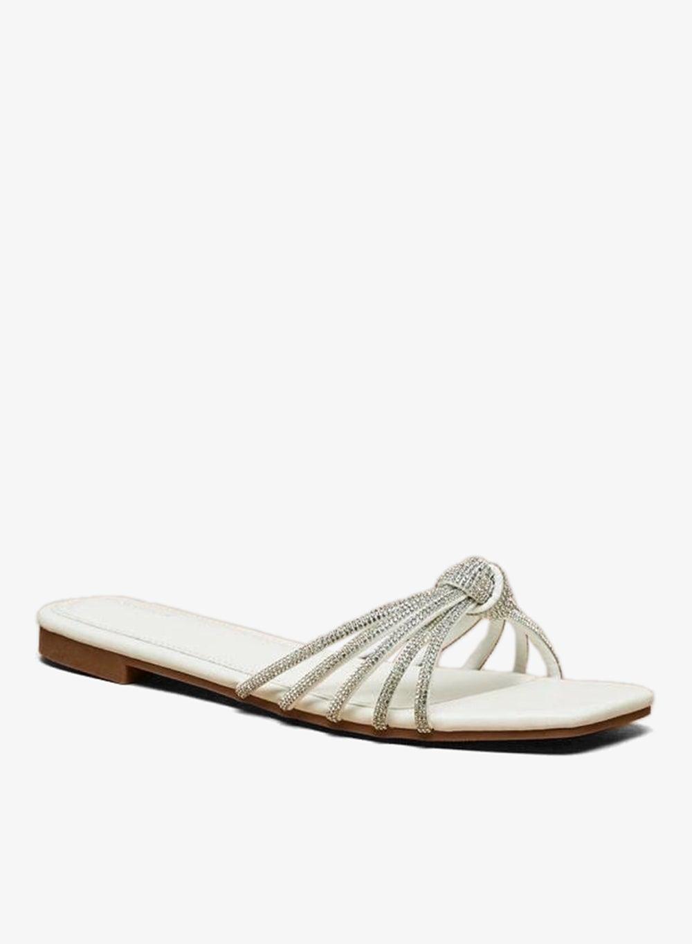Embellished Slip-On Sandals with Knot Detail - Image 1