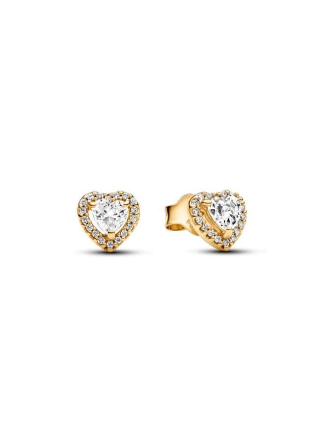 Sparkling Elevated Heart Stud Earrings - Image 1