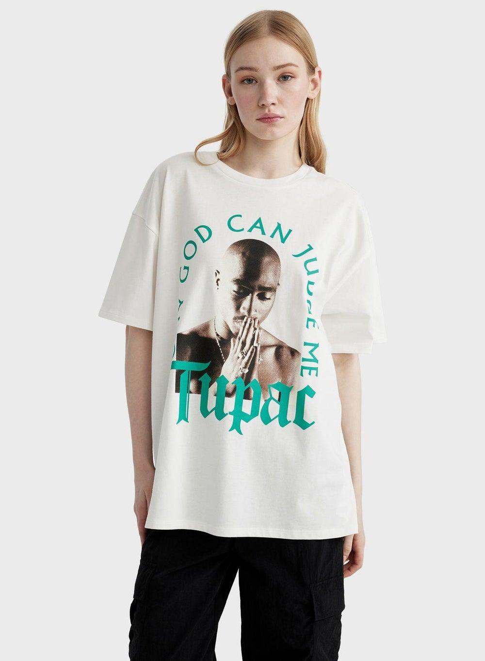 Oversize Fit Tupac Shakur Licensed Crew Neck T-Shirt - Image 1