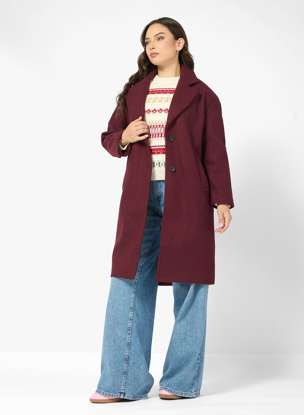 Woolen Longline Trench Coat - Image 1