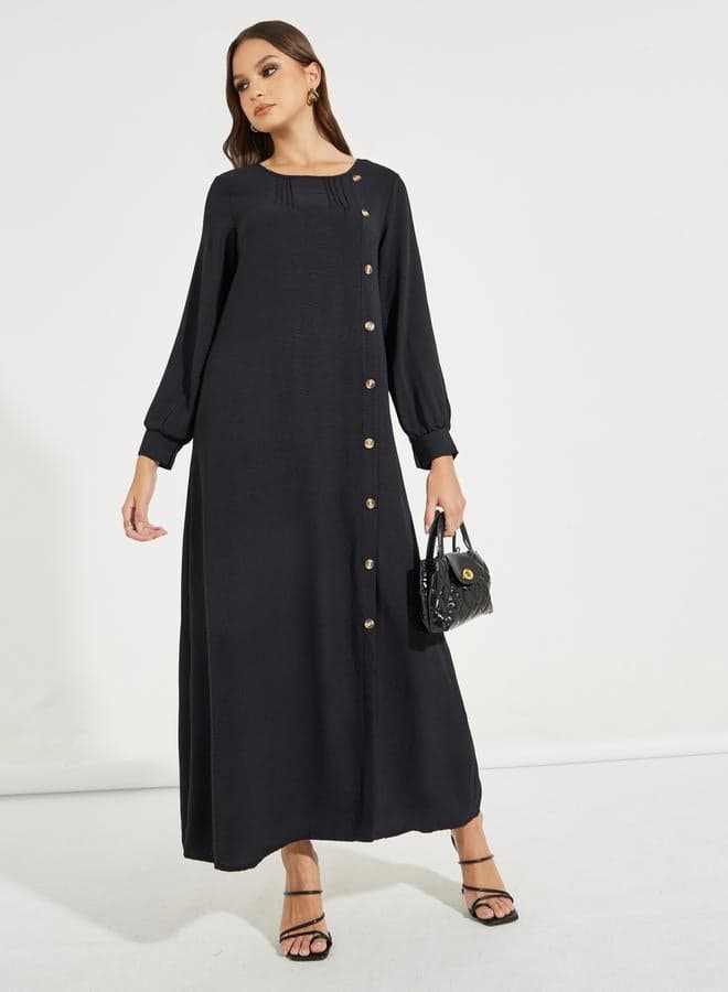 Black Button-Front Maxi Dress - Image 1