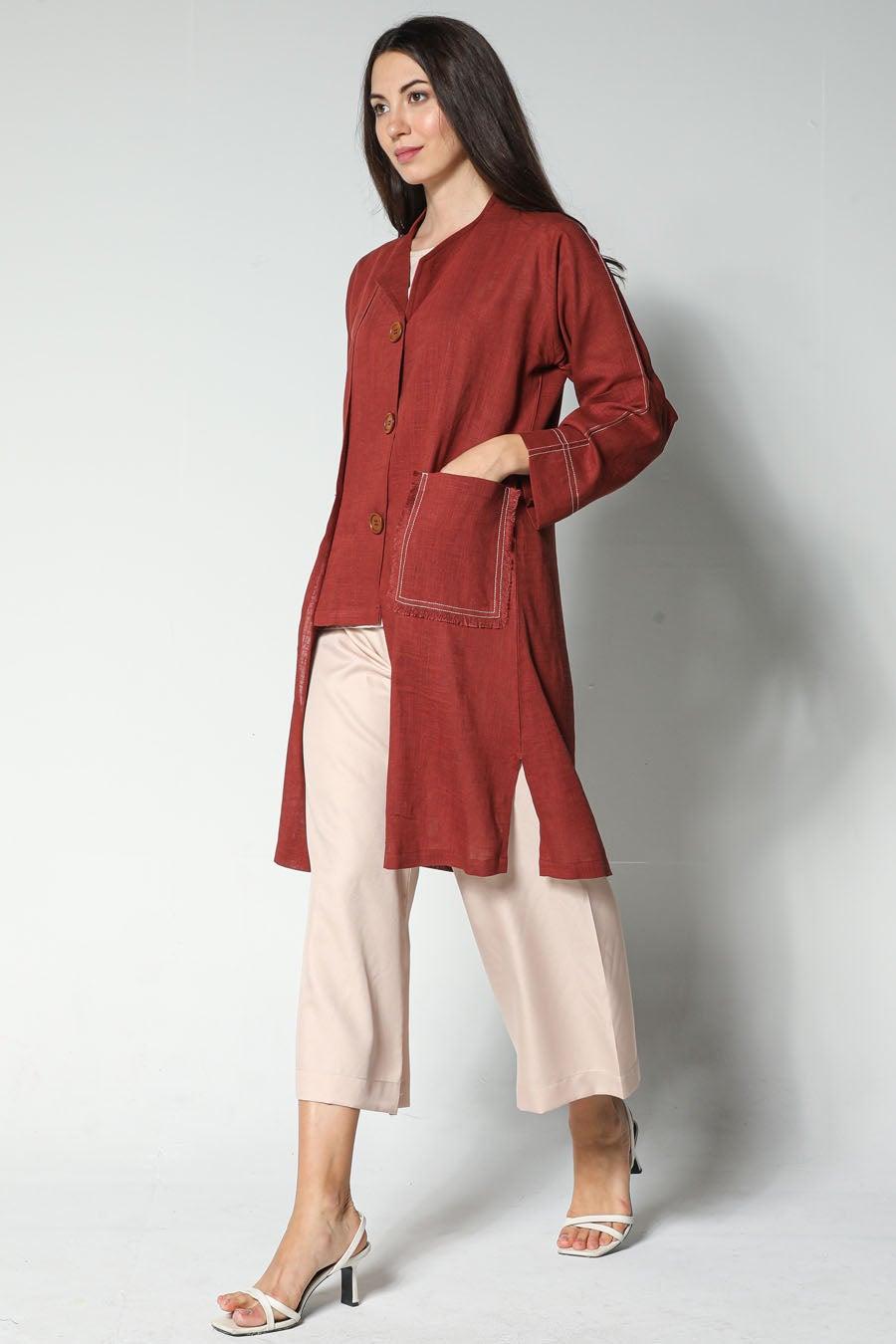 Pocket Detailed Crepe Top & Pants Set - Image 1