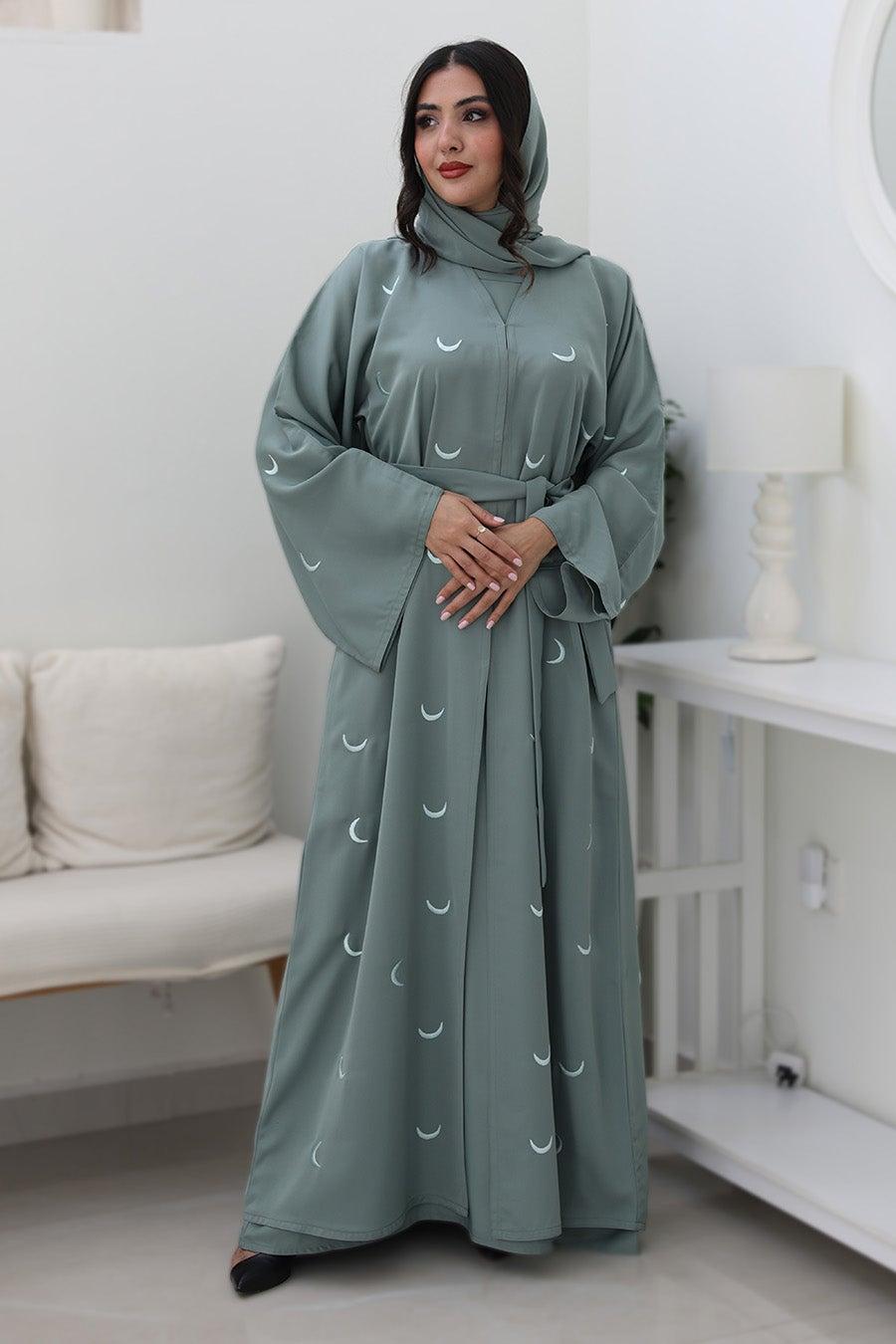 Lunar Whisper Sage Green Abaya 2P780 - Image 1