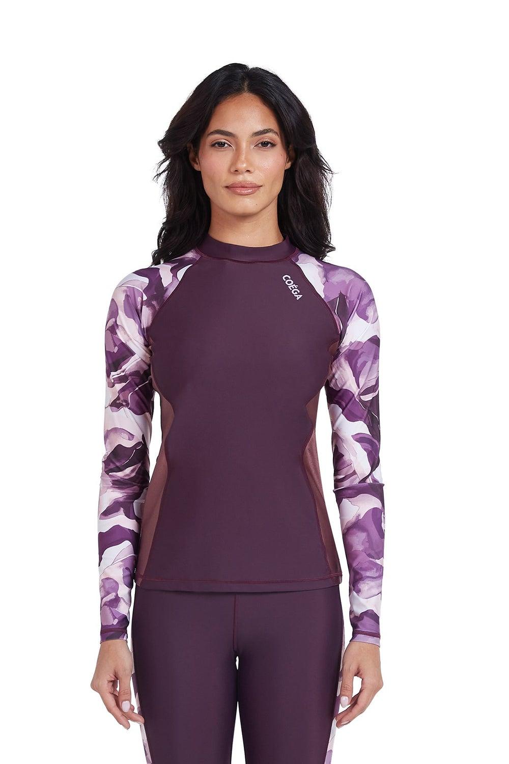 COEGA Ladies Long Sleeve Rashguard - Dusky Purple Textures - Image 1