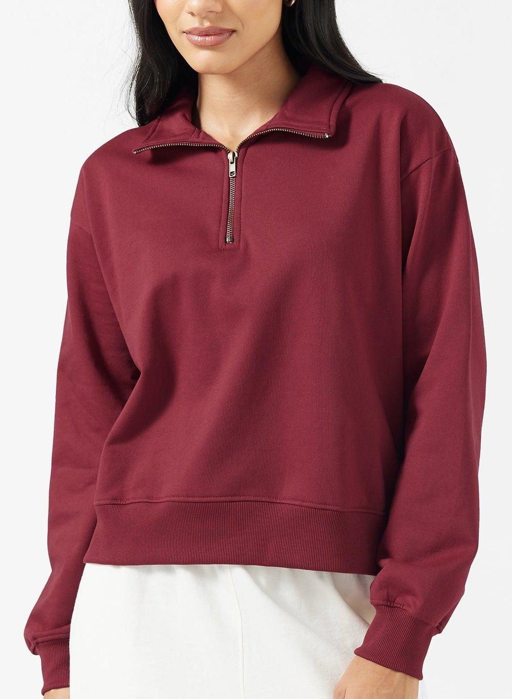 Cotton Zip-Up Oversized Sweatshirt - Image 1