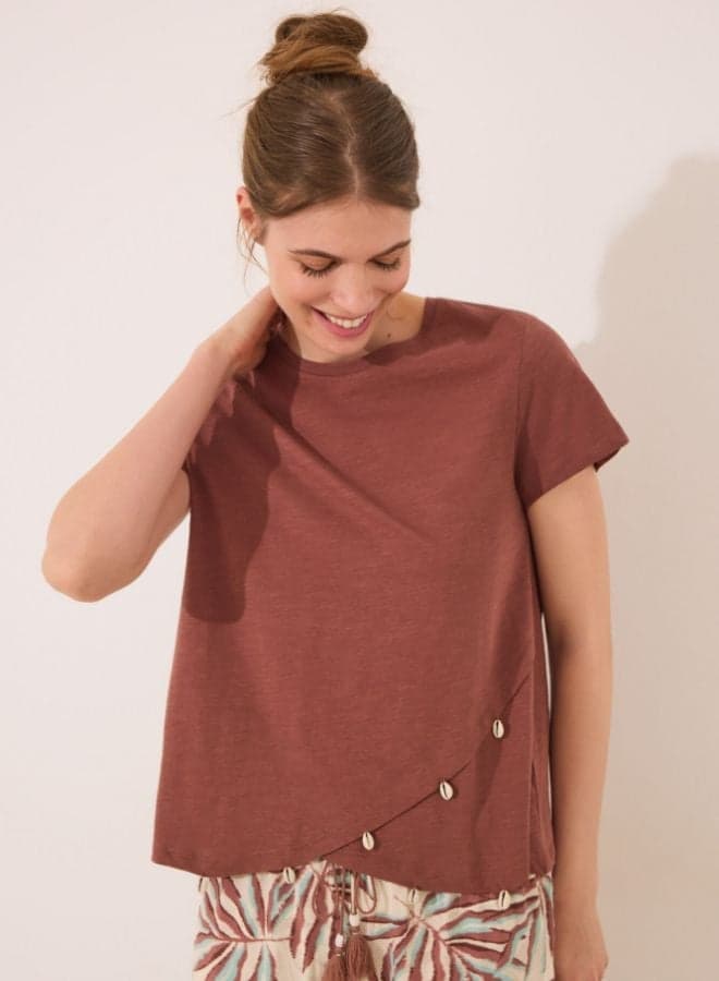 Brown Short Sleeve T-Shirt for Women - Image 1