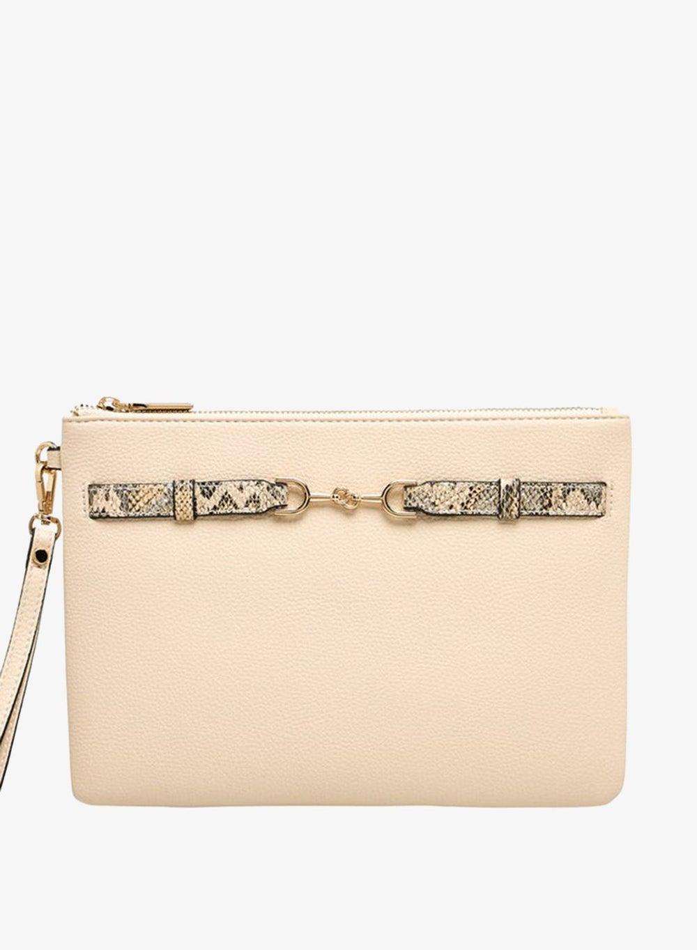 Textured Clutch with Zip Closure and Wrist Strap - Image 1