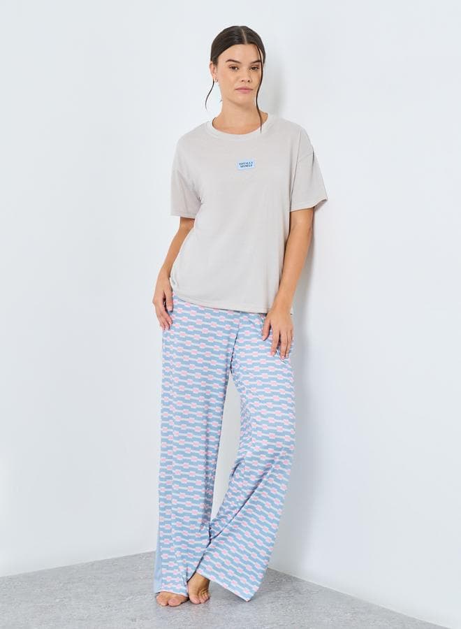 Styli Geo Print Drop Shoulder Pyjama Set - Image 1