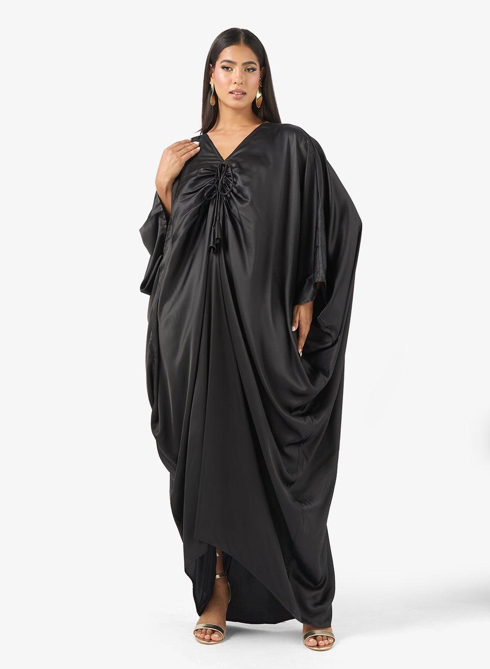 V Neck Tie Detail Kaftan Dress - Image 1