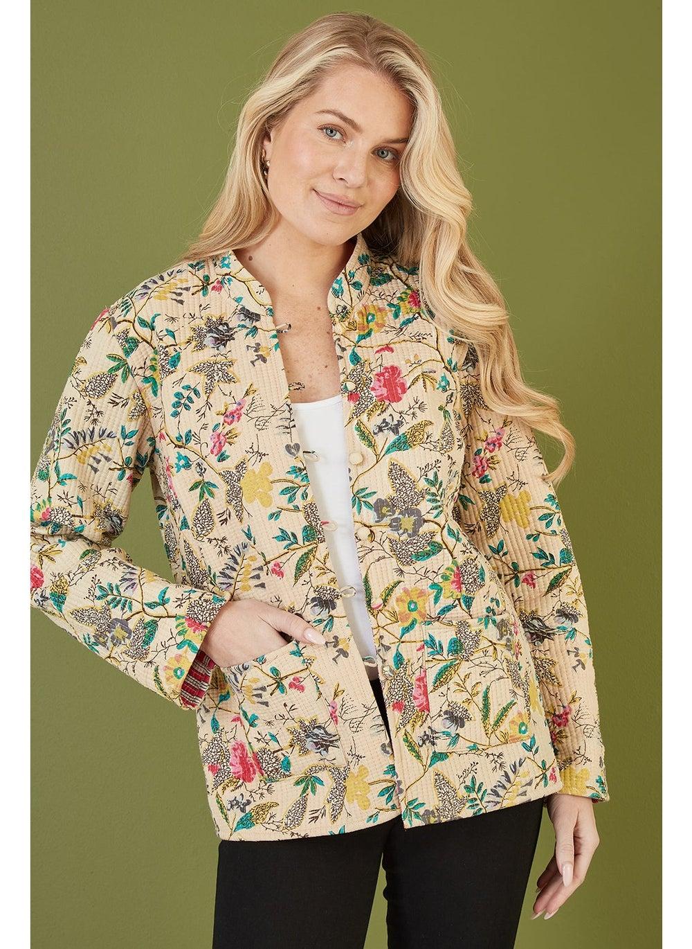 Floral Print Reversible Cotton Quilted Jacket - Image 1