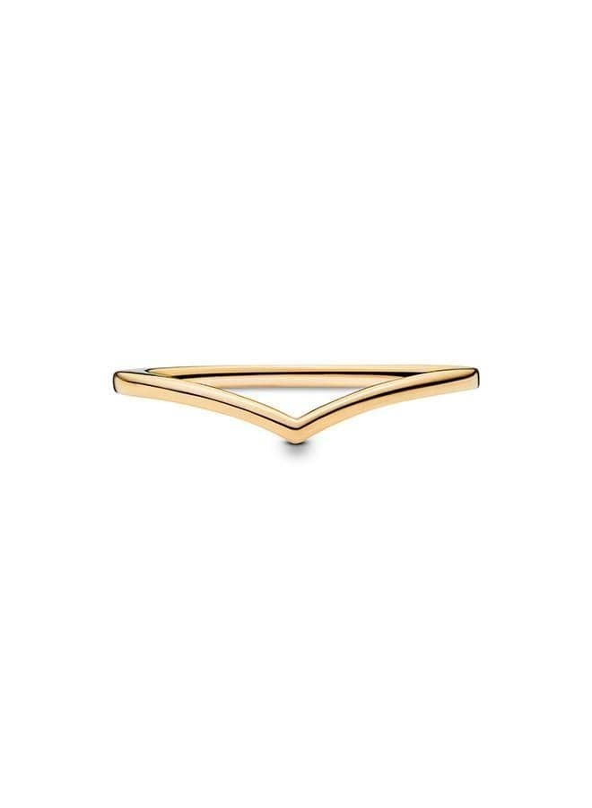 Polished Wishbone Ring in 14k Gold-Plated Finish - Image 1