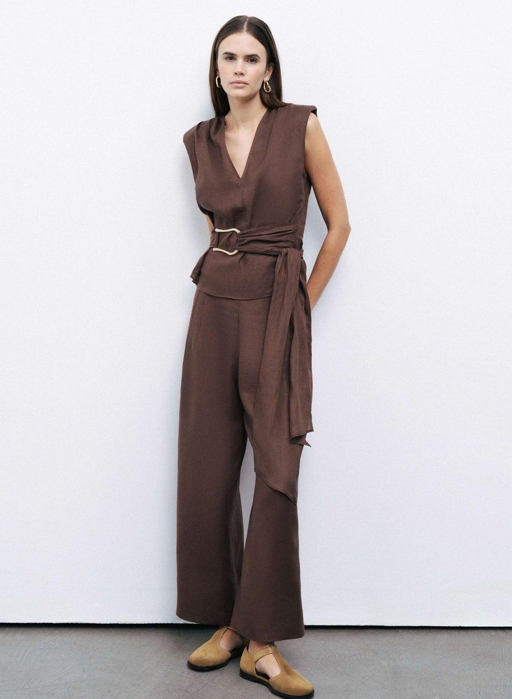 Pleated High-Waist Trousers with Concealed Zip - Image 1