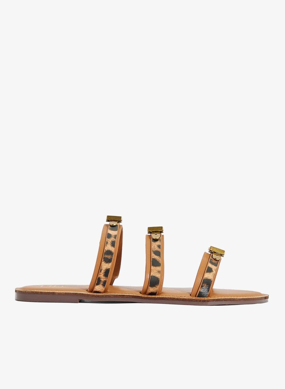 Animal Printed Strap Flat Sandals - Image 1