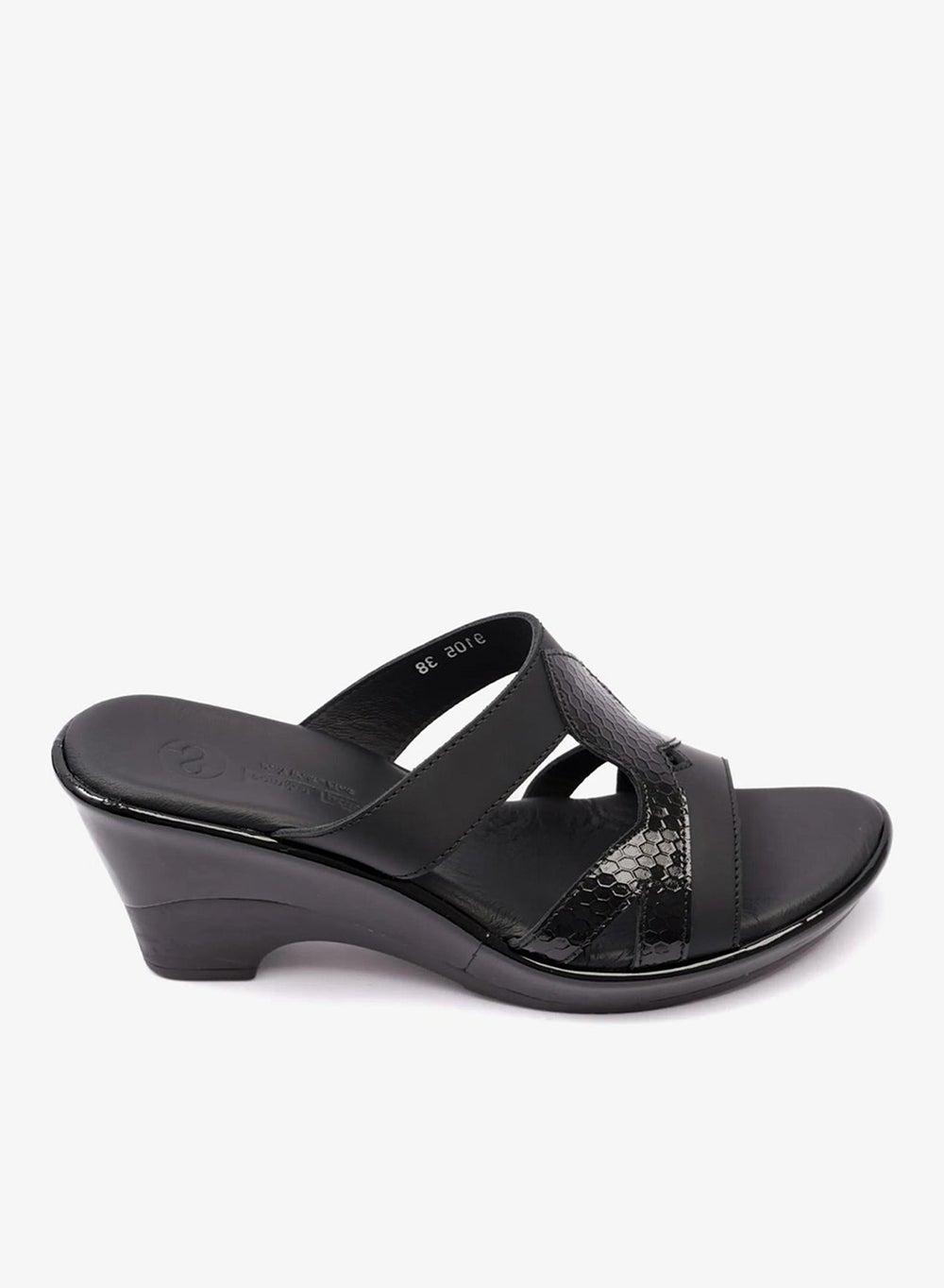 Black Comfort Plus Matte Leather High Heel Sandals - Image 1