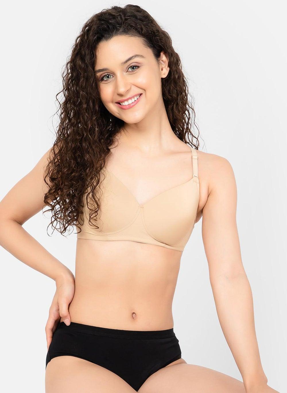 Clovia Nude Padded Non-Wired Demi Cup Multiway T-Shirt Bra - Image 1