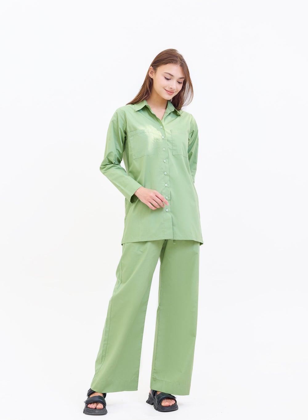 Button Down Top and Bottom Set for Women - Image 1