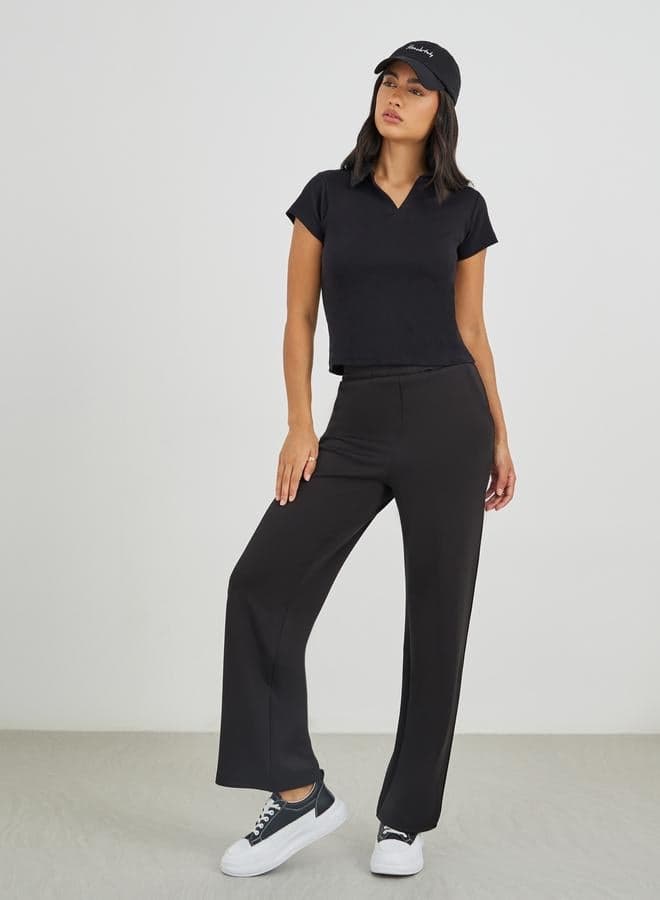 Scuba Wide Leg Joggers with Elasticated Waistband - Image 1