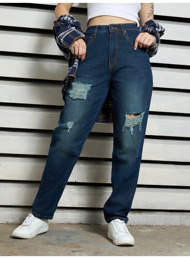 Women’s Slim Mom Indigo Jeans for Everyday Comfort - Image 1