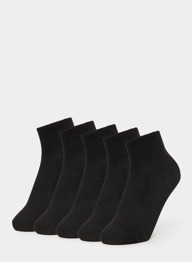 Set of 5 Solid Crew Socks for Women - Image 1