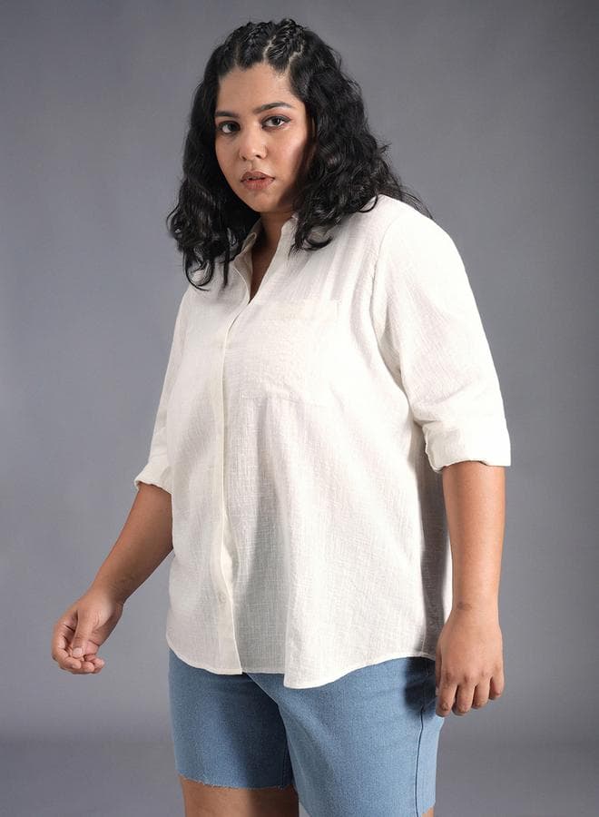 HIGH STAR Plus Size Oversized Shirt with Patch Pocket - Image 1