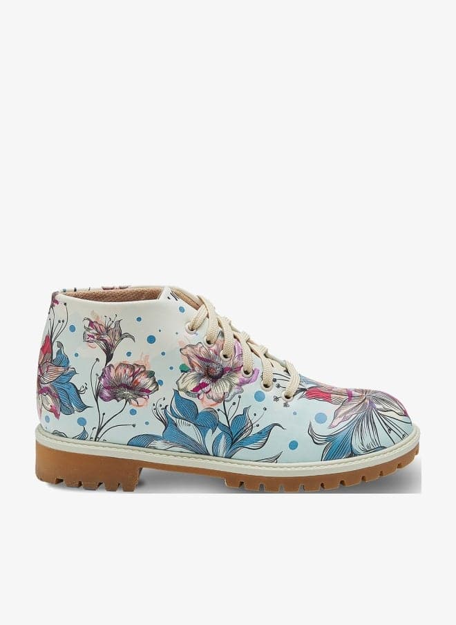 Multicolor Flowers Ankle Boots for Women - Image 1