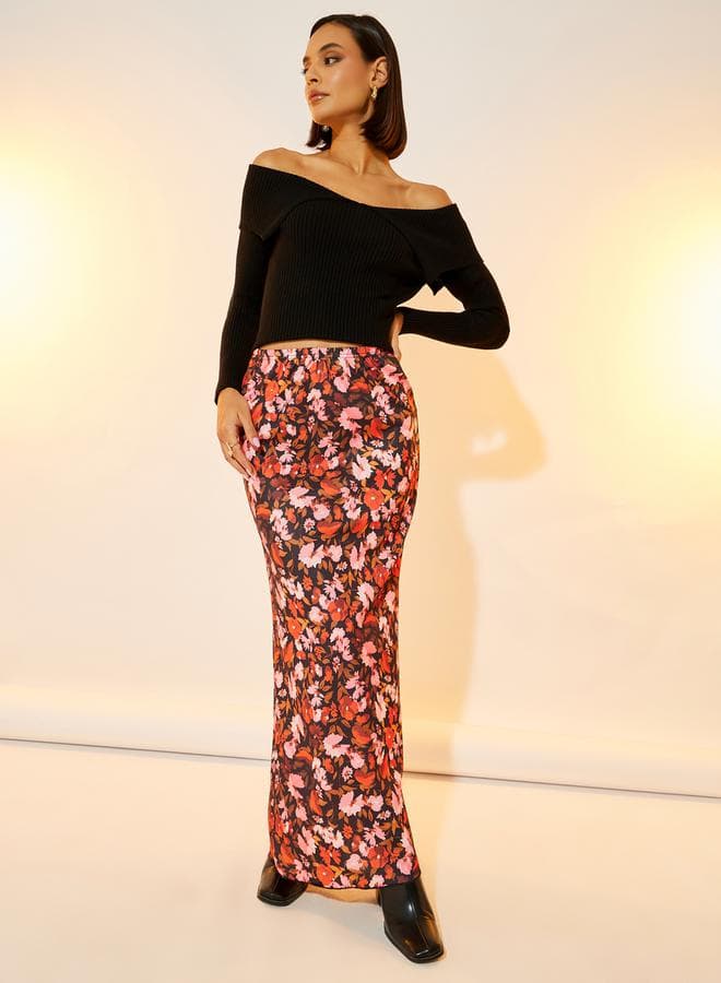 All-Over Floral Print Maxi Skirt - Image 1