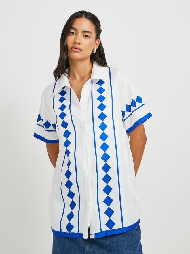 Take Two Printed Oversized Short Sleeve Shirt - Image 1