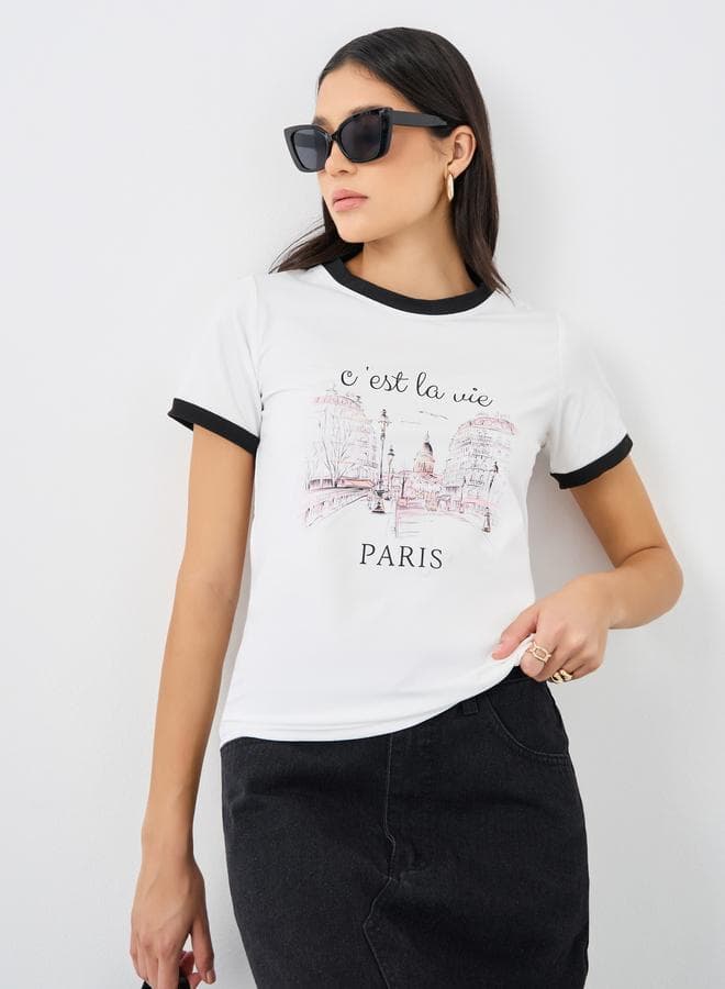 Styli Graphic Print Short Sleeve T-Shirt - Image 1