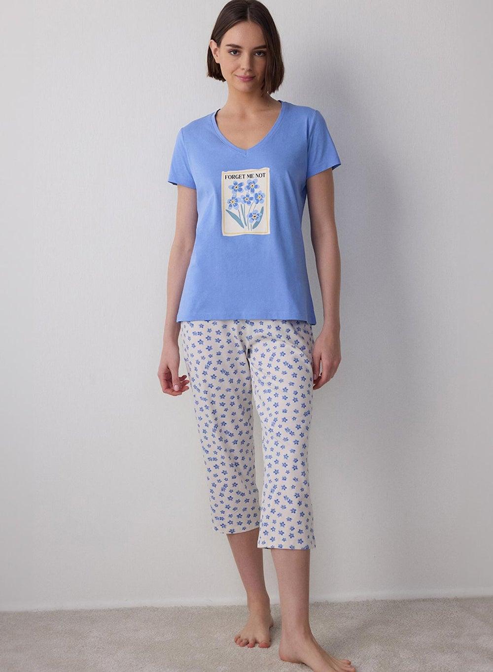 Penti Blue Forget Me Not Capri Pajama Set - Image 1