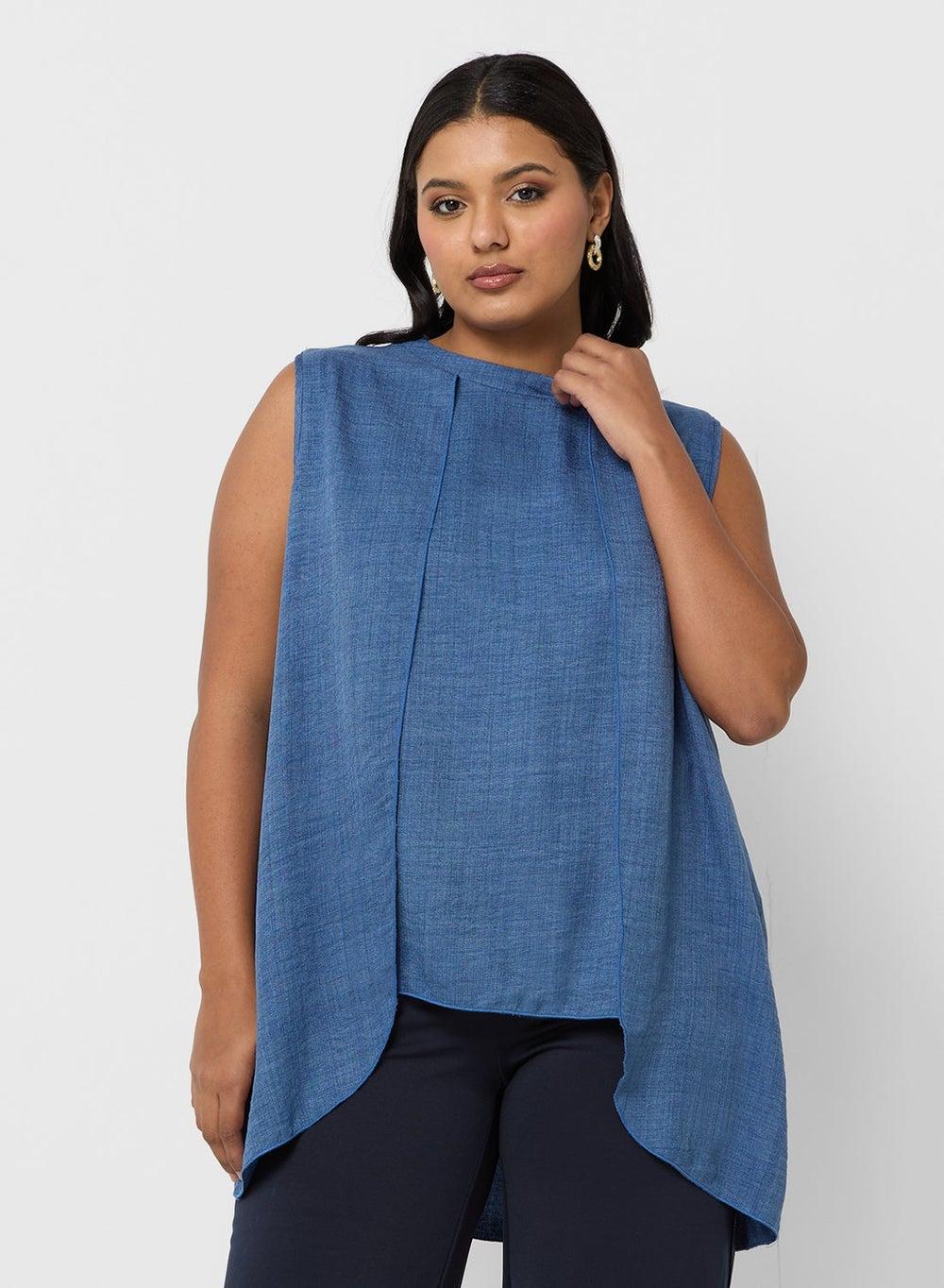 Sleeveless Top with Longline Cape - Image 1