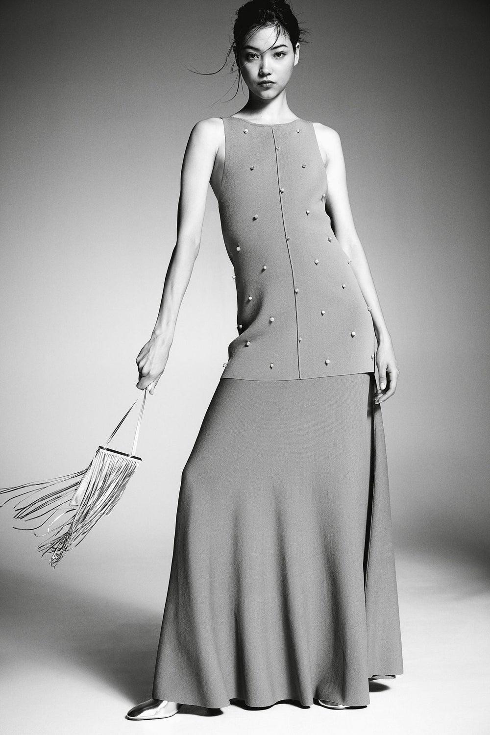 Flared Fine-Knit Ankle-Length Skirt - Image 1