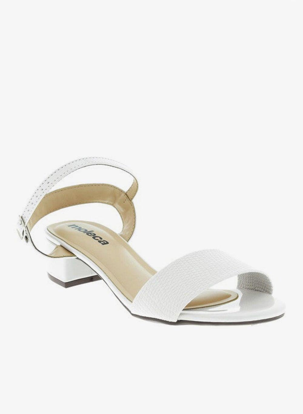 Moleca Ladies Mid Heel Sandals in Off White - Image 1